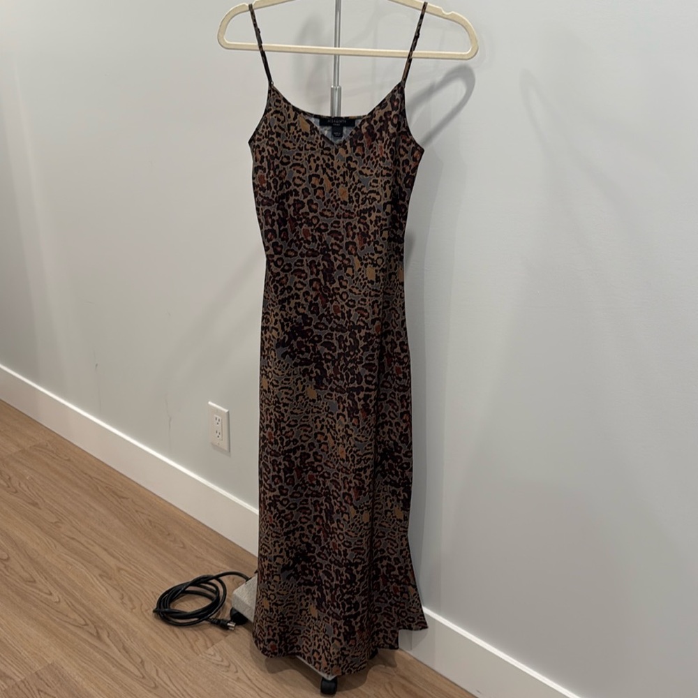 All Saints leopard slip dress - size small
